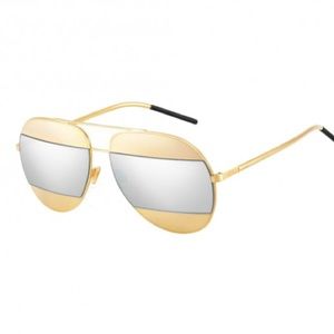 Dior Split Aviators in Gold/Silver